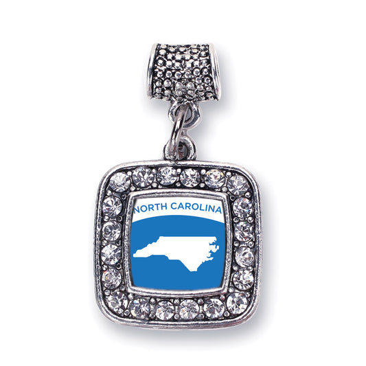Silver North Carolina Outline Square Memory Charm
