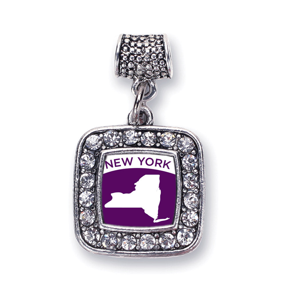 Silver New York Outline Square Memory Charm