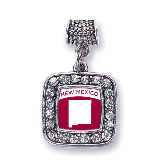 Silver New Mexico Outline Square Memory Charm