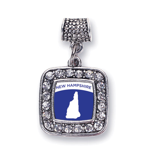 Silver New Hampshire Outline Square Memory Charm