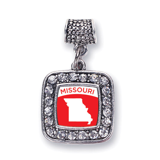 Silver Missouri Outline Square Memory Charm