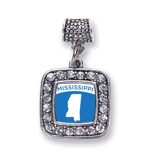 Silver Mississippi Outline Square Memory Charm