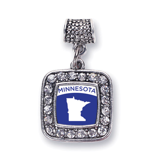 Silver Minnesota Outline Square Memory Charm