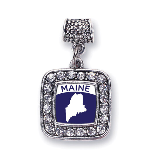 Silver Maine Outline Square Memory Charm