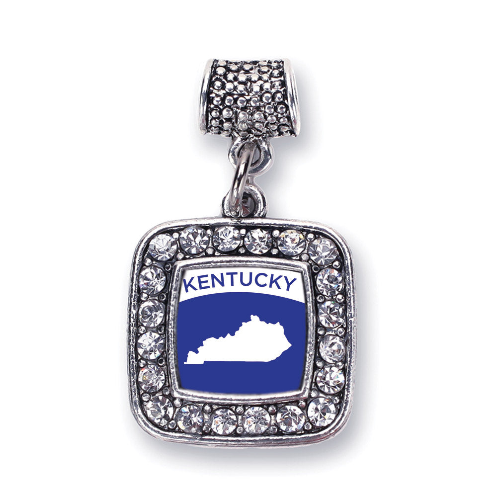 Silver Kentucky Outline Square Memory Charm