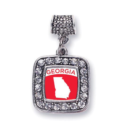 Silver Georgia Outline Square Memory Charm