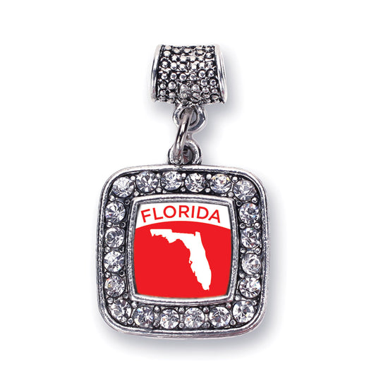 Silver Florida Outline Square Memory Charm