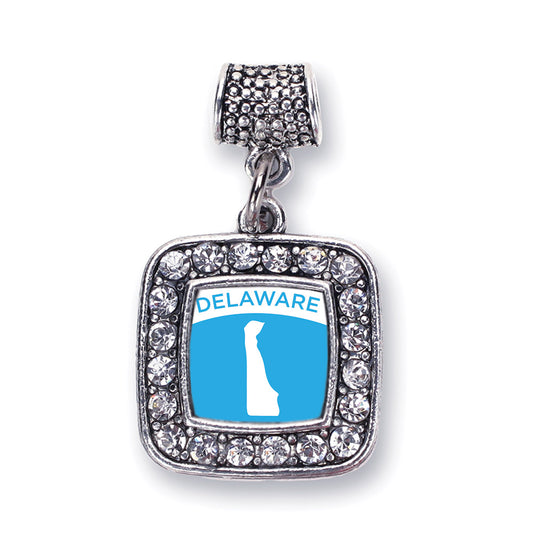 Silver Delaware Outline Square Memory Charm