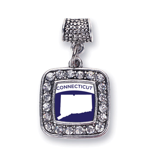 Silver Connecticut Outline Square Memory Charm
