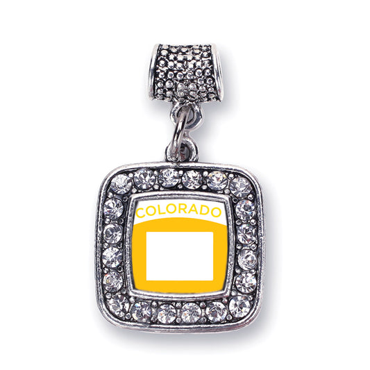 Silver Colorado Outline Square Memory Charm
