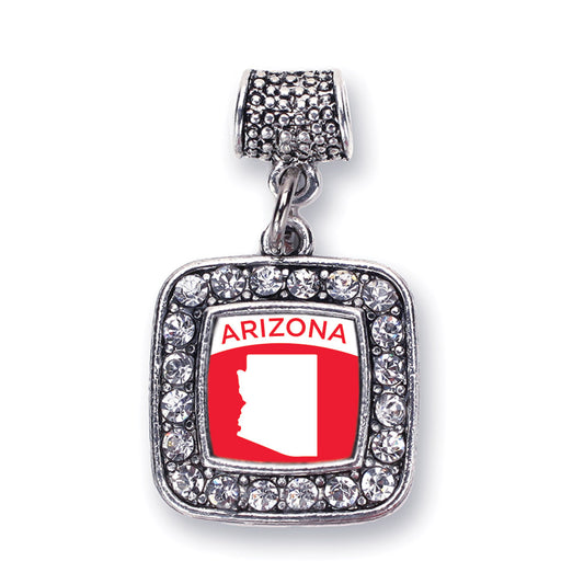 Silver Arizona Outline Square Memory Charm