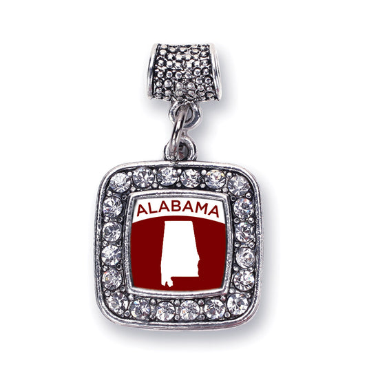 Silver Alabama Outline Square Memory Charm