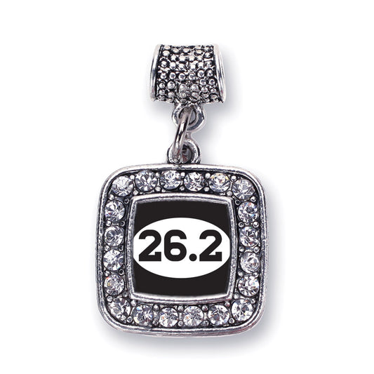 Silver 26.2 Runners Square Memory Charm