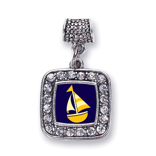 Silver Sailboat Square Memory Charm