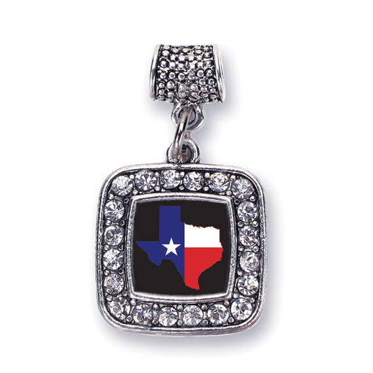 Silver Texas Pride Square Memory Charm