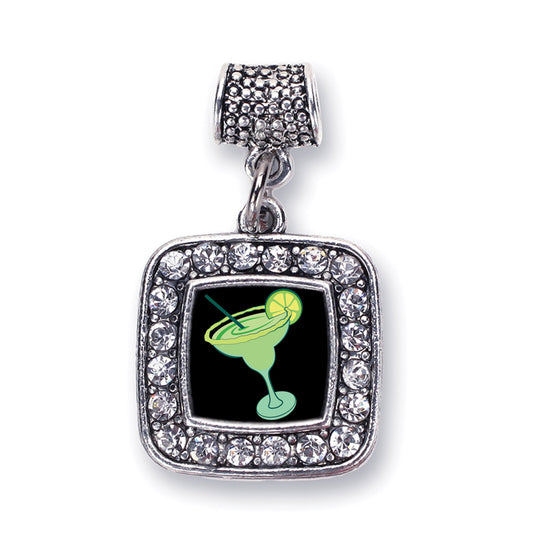 Silver Margarita Lovers Square Memory Charm