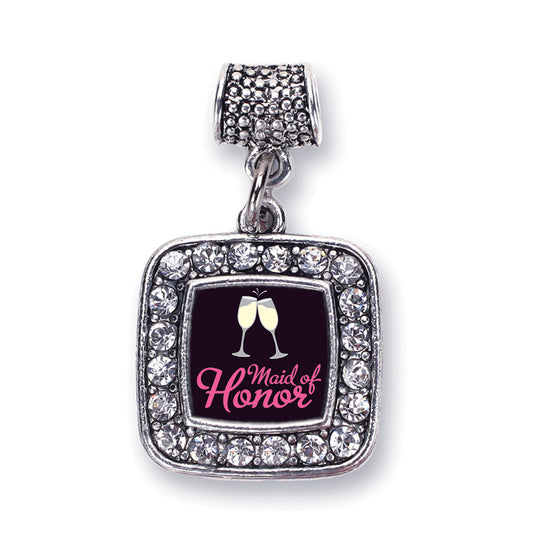Silver Maid Of Honor Square Memory Charm