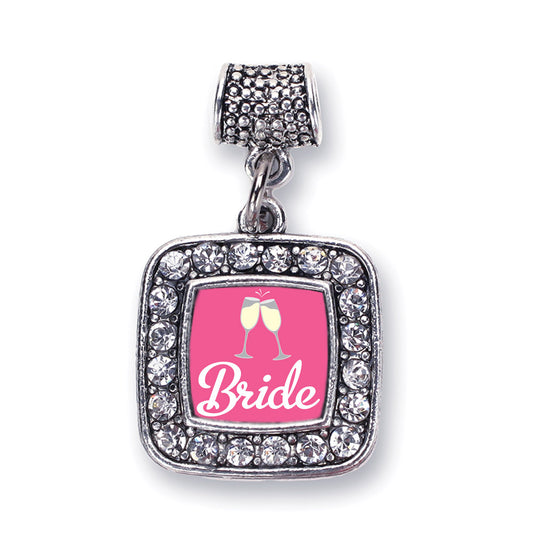 Silver Bride To Be Square Memory Charm