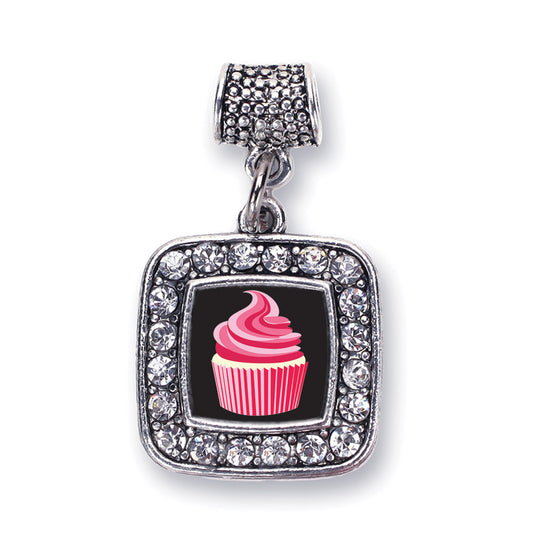 Silver Cupcake Lovers Square Memory Charm