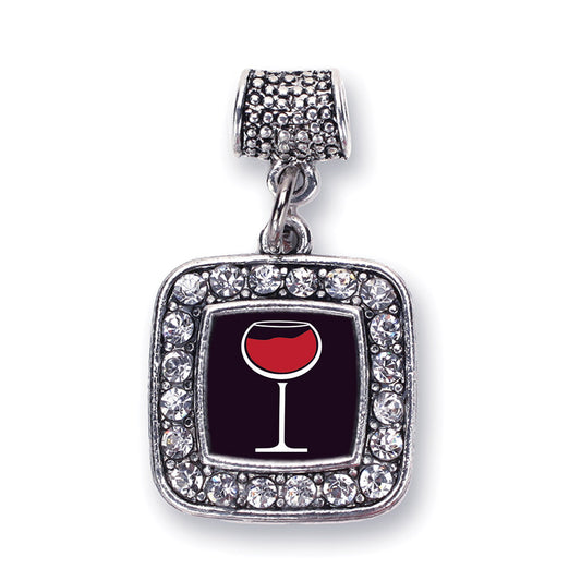 Silver Wine Lovers Square Memory Charm