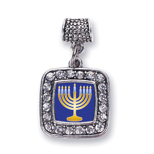 Silver Menorah Square Memory Charm