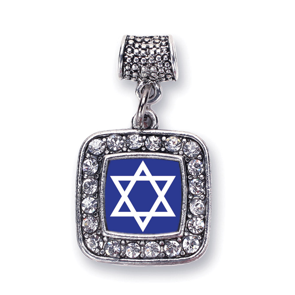 Silver Star of David Square Memory Charm