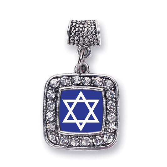 Silver Star of David Square Memory Charm