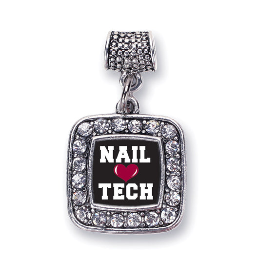 Silver Nail Tech Square Memory Charm