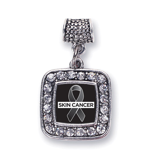 Silver Skin Cancer Support Square Memory Charm
