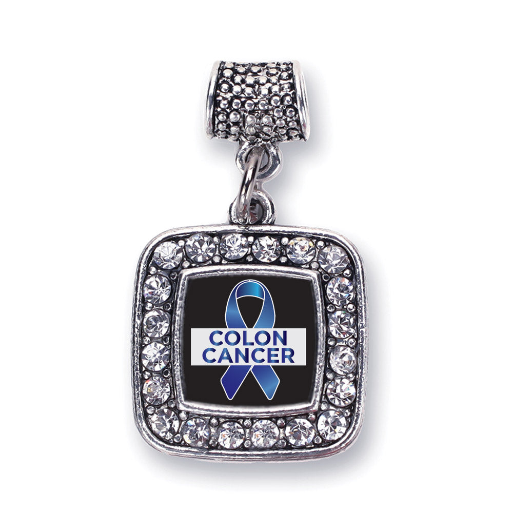 Silver Colon Cancer Support Square Memory Charm