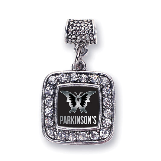 Silver Parkinson's Disease Support Square Memory Charm