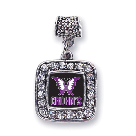 Silver Crohn's Disease Square Memory Charm
