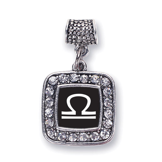 Silver Libra Zodiac Square Memory Charm