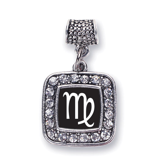 Silver Virgo Zodiac Square Memory Charm