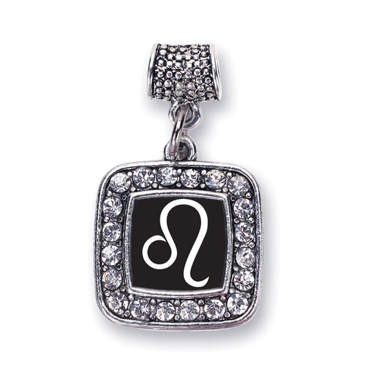 Silver Leo Zodiac Square Memory Charm