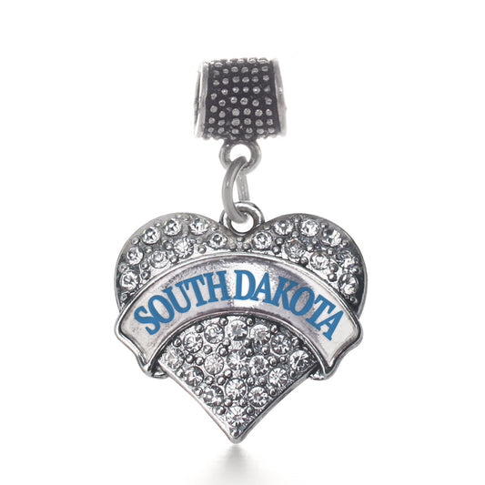 Silver South Dakota Pave Heart Memory Charm