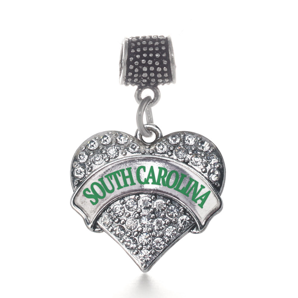 Silver South Carolina Pave Heart Memory Charm