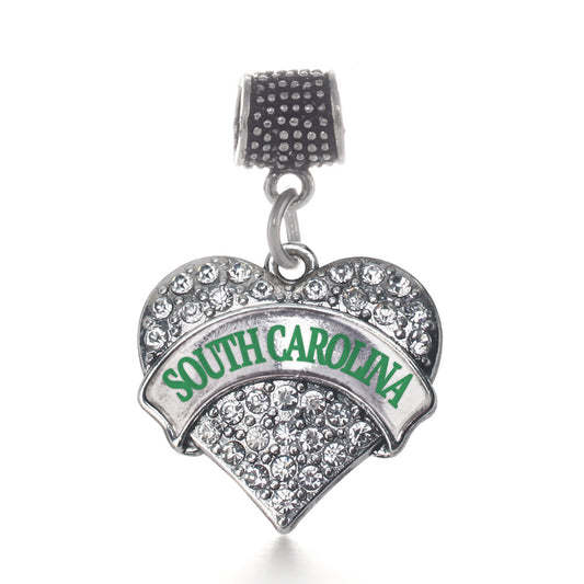 Silver South Carolina Pave Heart Memory Charm