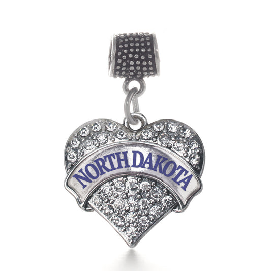 Silver North Dakota Pave Heart Memory Charm