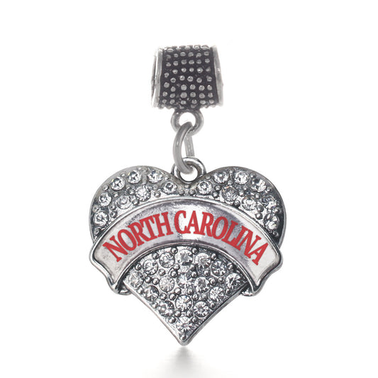 Silver North Carolina Pave Heart Memory Charm