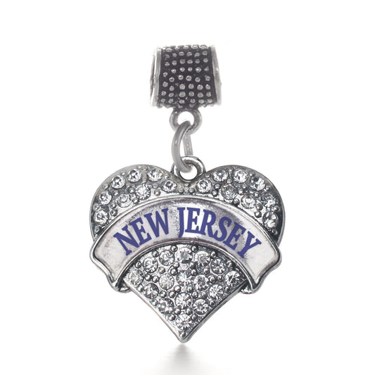 Silver New Jersey Pave Heart Memory Charm