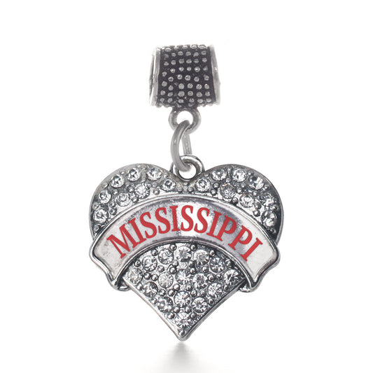 Silver Mississippi Pave Heart Memory Charm