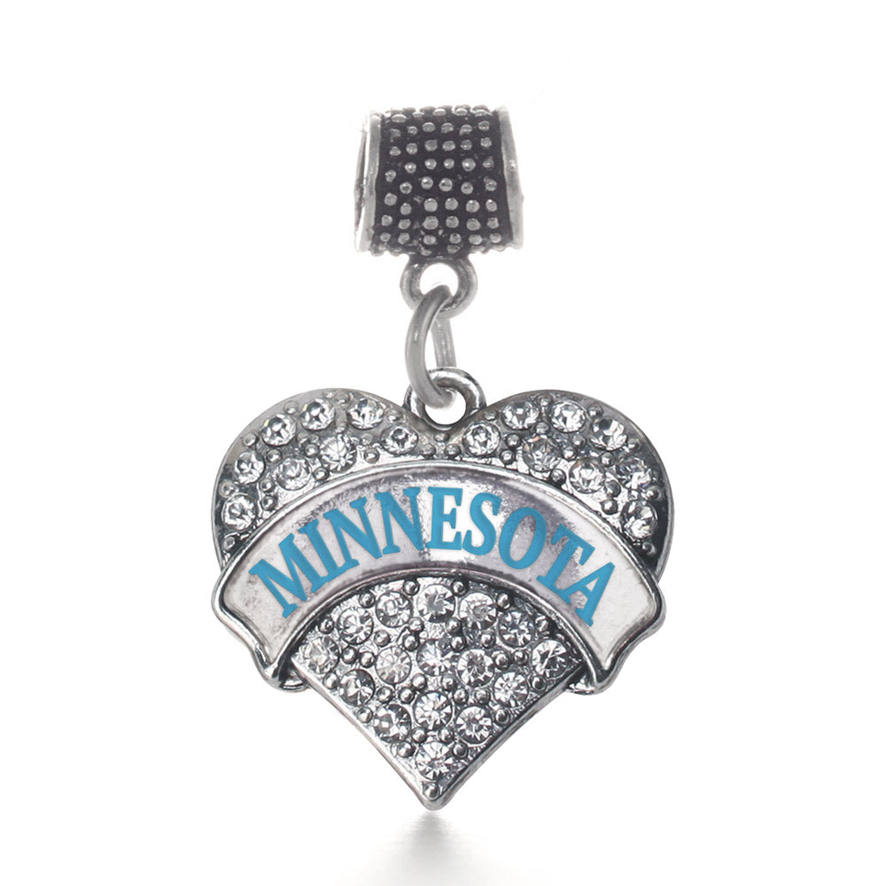 Silver Minnesota Pave Heart Memory Charm