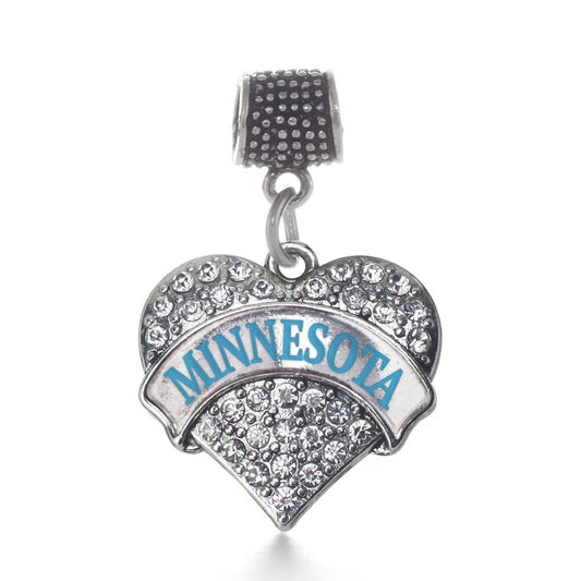 Silver Minnesota Pave Heart Memory Charm