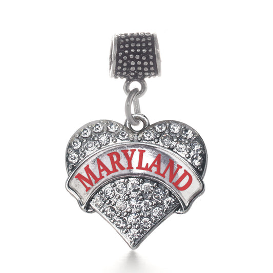 Silver Maryland Pave Heart Memory Charm