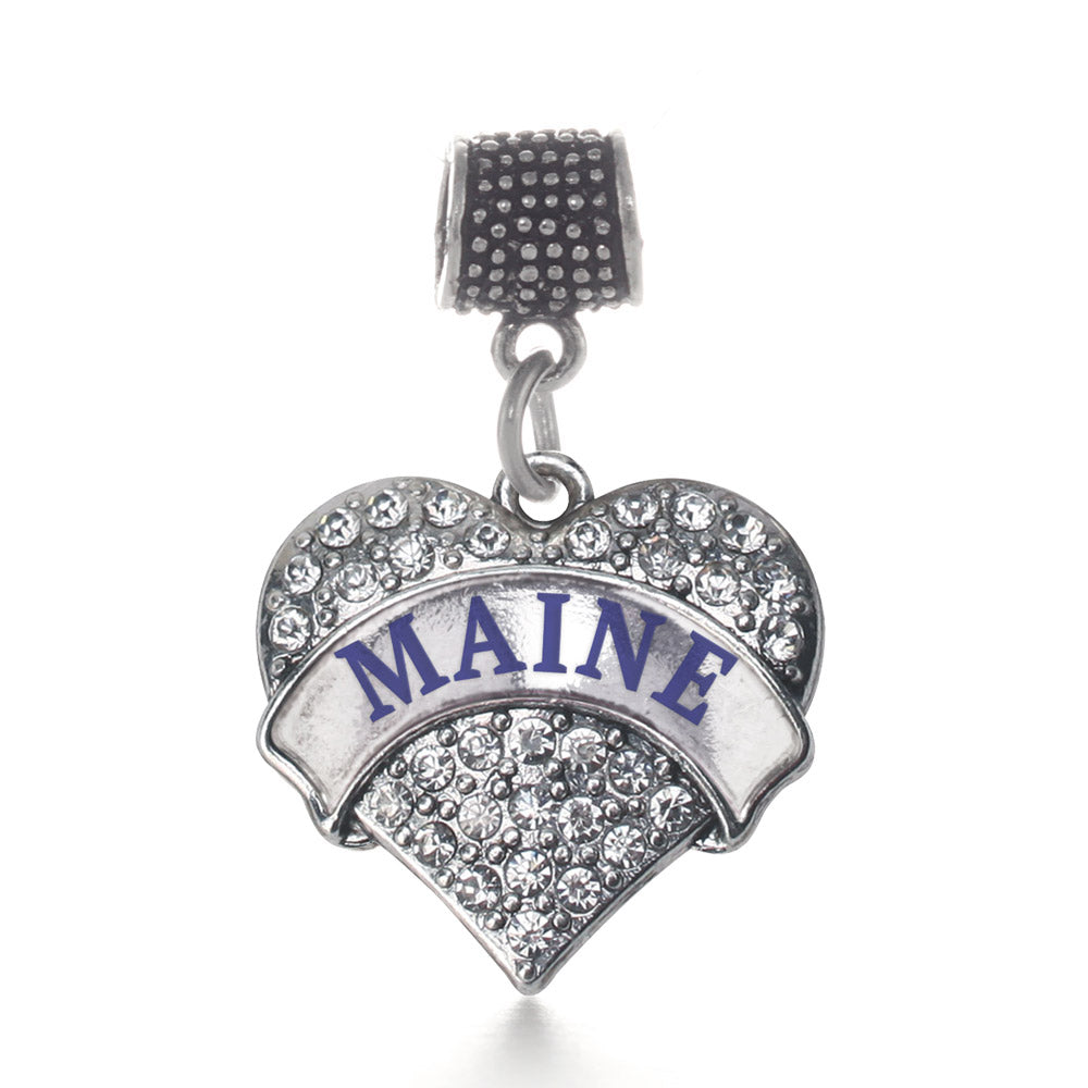 Silver Maine Pave Heart Memory Charm