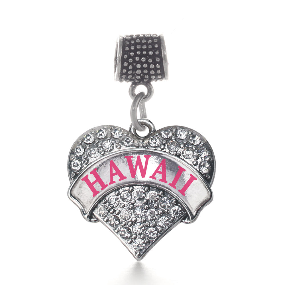 Silver Hawaii Pave Heart Memory Charm