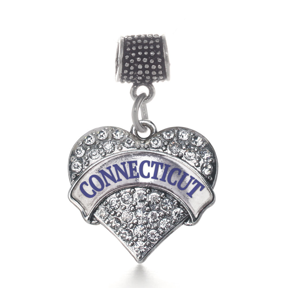 Silver Connecticut Pave Heart Memory Charm