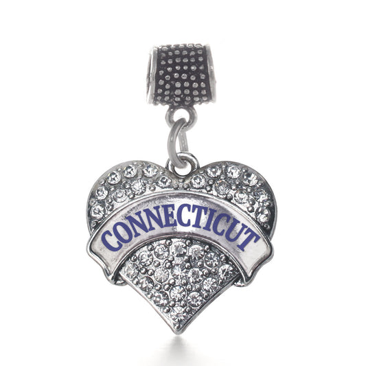 Silver Connecticut Pave Heart Memory Charm