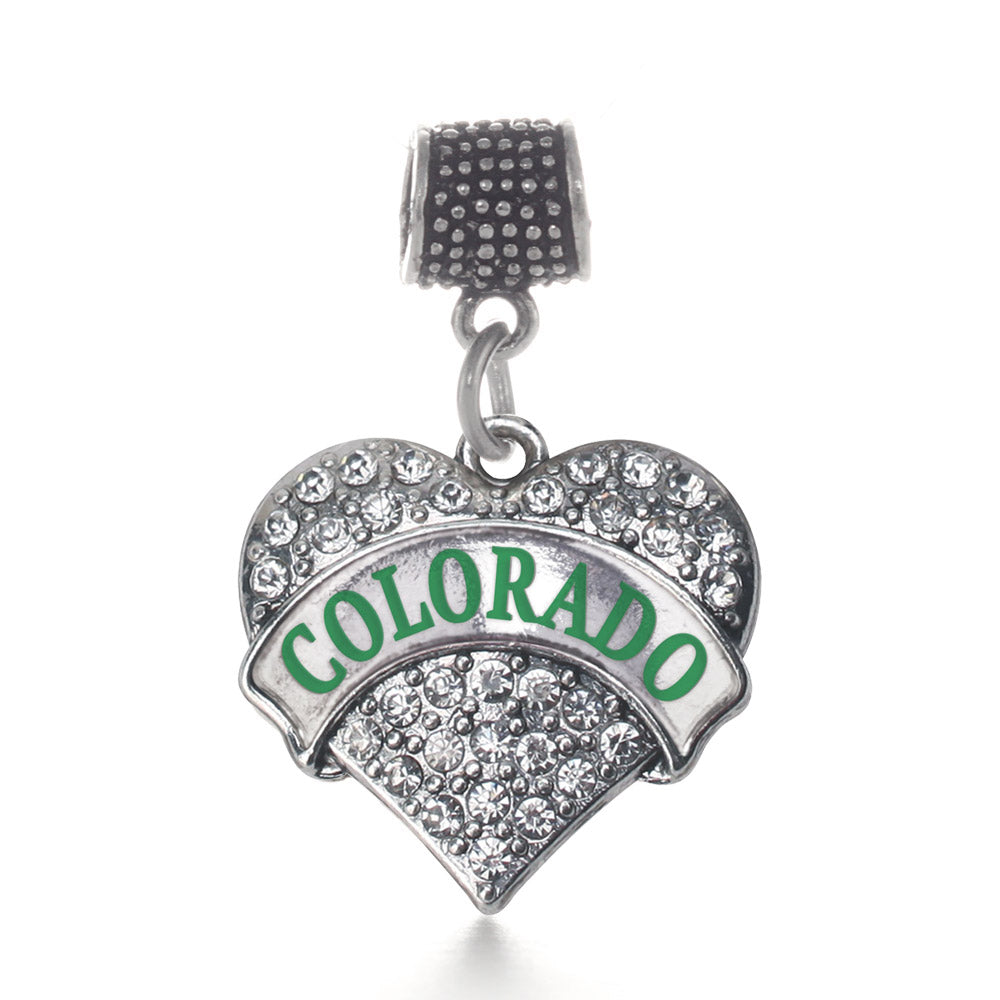 Silver Colorado Pave Heart Memory Charm